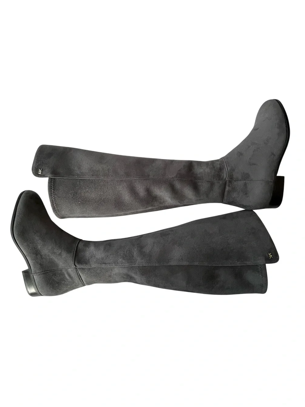Michael Kors Bromley Flat Tall Riding Boots Stretch Suede Charcoal